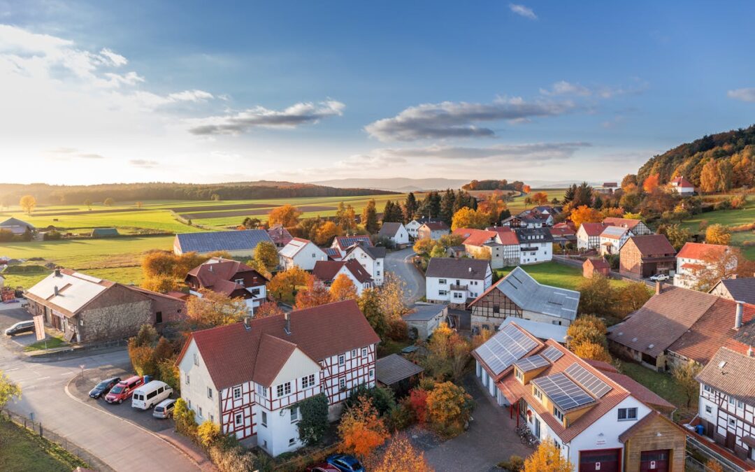 High-angle photo of a village